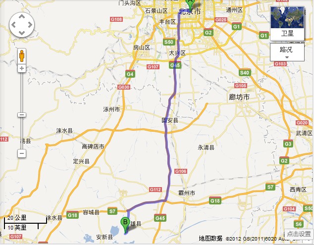 北京到白洋淀路线图